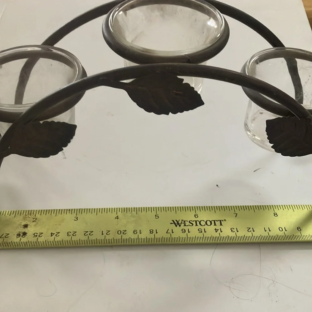 Wrought iron votive holder trio
